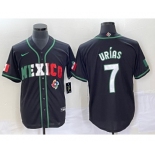 Men's Mexico Baseball #7 Julio Urias 2023 Black White World Classic Stitched Jersey 1