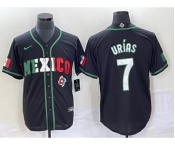 Men's Mexico Baseball #7 Julio Urias 2023 Black White World Classic Stitched Jersey 1