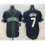 Men's Mexico Baseball #7 Julio Urias 2023 Black White World Classic Stitched Jersey