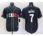 Men's Mexico Baseball #7 Julio Urias 2023 Black White World Classic Stitched Jersey