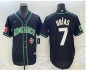 Men's Mexico Baseball #7 Julio Urias 2023 Black White World Classic Stitched Jerseys