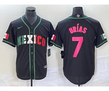 Men's Mexico Baseball #7 Julio Urias 2023 Black World Baseball Classic Stitched Jersey