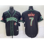 Men's Mexico Baseball #7 Julio Urias 2023 Black World Classic Stitched Jersey1