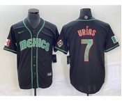 Men's Mexico Baseball #7 Julio Urias 2023 Black World Classic Stitched Jersey