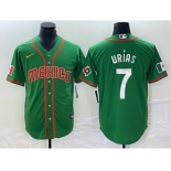 Men's Mexico Baseball #7 Julio Urias 2023 Green World Classic Stitched Jersey1