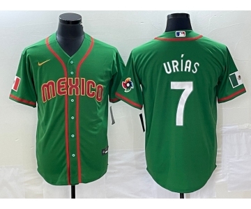 Men's Mexico Baseball #7 Julio Urias 2023 Green World Classic Stitched Jersey1