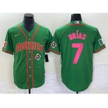 Men's Mexico Baseball #7 Julio Urias 2023 Green World Classic Stitched Jersey2