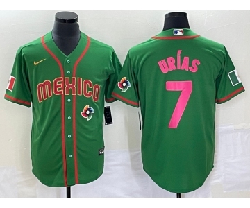 Men's Mexico Baseball #7 Julio Urias 2023 Green World Classic Stitched Jersey2