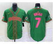 Men's Mexico Baseball #7 Julio Urias 2023 Green World Classic Stitched Jersey3