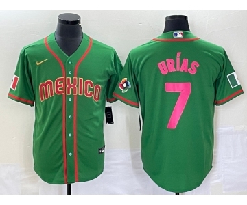 Men's Mexico Baseball #7 Julio Urias 2023 Green World Classic Stitched Jersey3