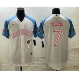 Men's Mexico Baseball #7 Julio Urias 2023 White Blue World Classic Stitched Jersey6