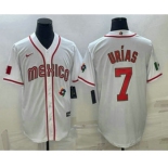 Men's Mexico Baseball #7 Julio Urias 2023 White World Baseball Classic Stitched Jerseys