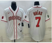 Men's Mexico Baseball #7 Julio Urias 2023 White World Baseball Classic Stitched Jerseys