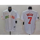 Men's Mexico Baseball #7 Julio Urias 2023 White World Classic Stitched Jersey