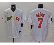 Men's Mexico Baseball #7 Julio Urias 2023 White World Classic Stitched Jersey