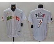 Men's Mexico Baseball #7 Julio Urias 2023 White World Classic Stitched Jerseys