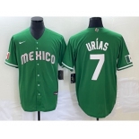 Men's Mexico Baseball #7 Julio Urias Green 2023 World Baseball Classic Stitched Jersey1