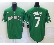 Men's Mexico Baseball #7 Julio Urias Green 2023 World Baseball Classic Stitched Jersey1