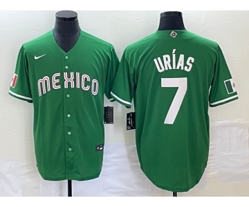 Men's Mexico Baseball #7 Julio Urias Green 2023 World Baseball Classic Stitched Jersey1