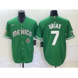 Men's Mexico Baseball #7 Julio Urias Green 2023 World Baseball Classic Stitched Jersey