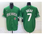 Men's Mexico Baseball #7 Julio Urias Green 2023 World Baseball Classic Stitched Jersey