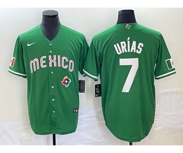 Men's Mexico Baseball #7 Julio Urias Green 2023 World Baseball Classic Stitched Jersey