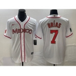 Men's Mexico Baseball #7 Julio Urias NEW 2023 White World Classic Stitched Jersey