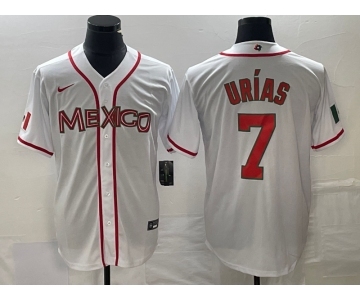 Men's Mexico Baseball #7 Julio Urias NEW 2023 White World Classic Stitched Jersey