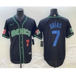 Men's Mexico Baseball #7 Julio Urias Number 2023 Black Blue World Classic Stitched Jersey1