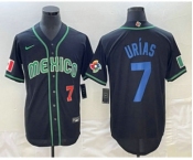 Men's Mexico Baseball #7 Julio Urias Number 2023 Black Blue World Classic Stitched Jersey1