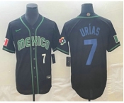 Men's Mexico Baseball #7 Julio Urias Number 2023 Black Blue World Classic Stitched Jersey2