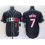 Men's Mexico Baseball #7 Julio Urias Number 2023 Black White World Classic Stitched Jersey1