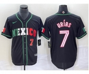 Men's Mexico Baseball #7 Julio Urias Number 2023 Black White World Classic Stitched Jersey1