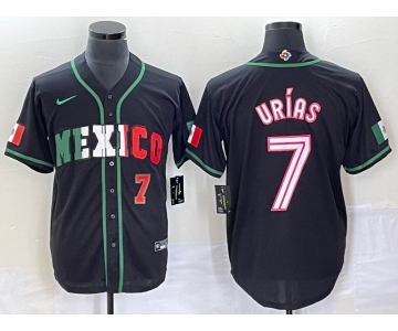 Men's Mexico Baseball #7 Julio Urias Number 2023 Black White World Classic Stitched Jersey1