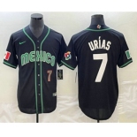 Men's Mexico Baseball #7 Julio Urias Number 2023 Black White World Classic Stitched Jersey2