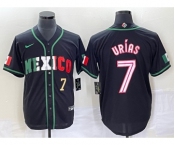 Men's Mexico Baseball #7 Julio Urias Number 2023 Black White World Classic Stitched Jersey2