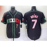 Men's Mexico Baseball #7 Julio Urias Number 2023 Black White World Classic Stitched Jersey3