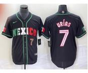 Men's Mexico Baseball #7 Julio Urias Number 2023 Black White World Classic Stitched Jersey3