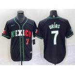 Men's Mexico Baseball #7 Julio Urias Number 2023 Black White World Classic Stitched Jersey4