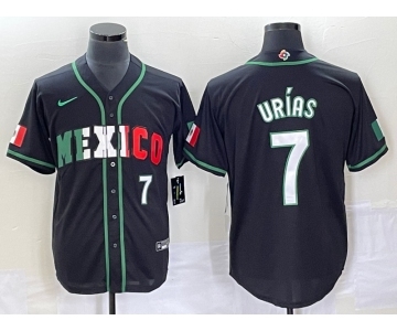 Men's Mexico Baseball #7 Julio Urias Number 2023 Black White World Classic Stitched Jersey5