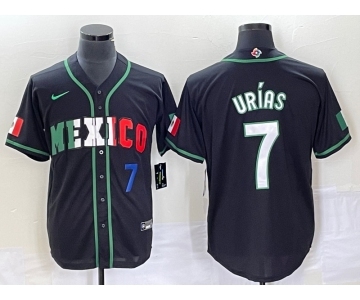 Men's Mexico Baseball #7 Julio Urias Number 2023 Black White World Classic Stitched Jersey6