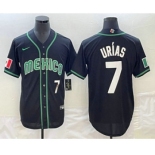 Men's Mexico Baseball #7 Julio Urias Number 2023 Black White World Classic Stitched Jerseys