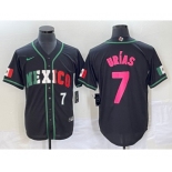 Men's Mexico Baseball #7 Julio Urias Number 2023 Black World Baseball Classic Stitched Jersey1