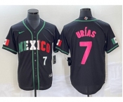 Men's Mexico Baseball #7 Julio Urias Number 2023 Black World Baseball Classic Stitched Jersey1