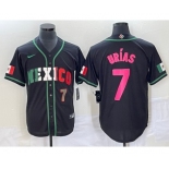 Men's Mexico Baseball #7 Julio Urias Number 2023 Black World Baseball Classic Stitched Jersey2