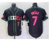 Men's Mexico Baseball #7 Julio Urias Number 2023 Black World Baseball Classic Stitched Jersey2