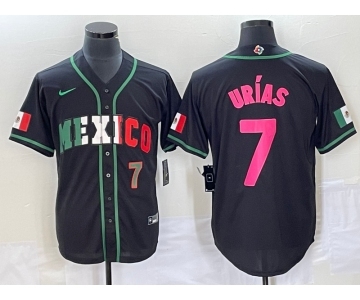 Men's Mexico Baseball #7 Julio Urias Number 2023 Black World Baseball Classic Stitched Jersey2