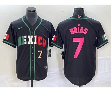 Men's Mexico Baseball #7 Julio Urias Number 2023 Black World Baseball Classic Stitched Jersey3