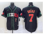 Men's Mexico Baseball #7 Julio Urias Number 2023 Black World Baseball Classic Stitched Jersey7