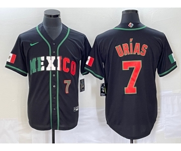 Men's Mexico Baseball #7 Julio Urias Number 2023 Black World Baseball Classic Stitched Jersey7